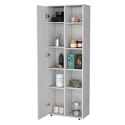 White Modern Kitchen Pantry - 5 Shelves, Particle Board