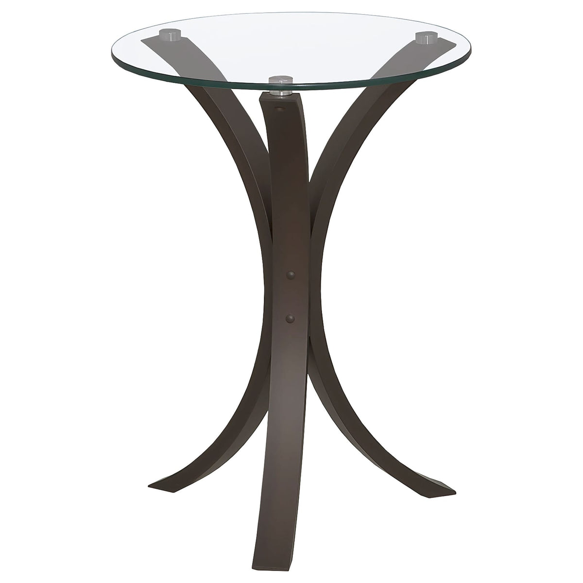 Cappuccino Round Glass Top Side Table for Living Room