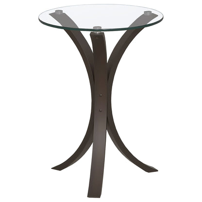 Cappuccino Round Glass Top Side Table for Living Room