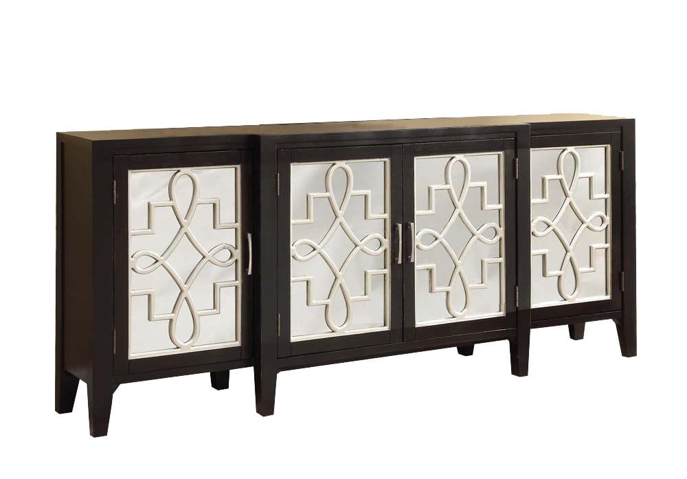 Kacia Antique Black Console Cabinet - 4 Door Storage