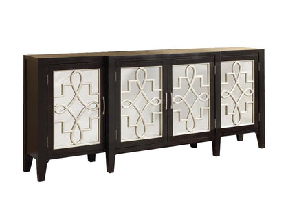 Kacia Antique Black Console Cabinet - 4 Door Storage