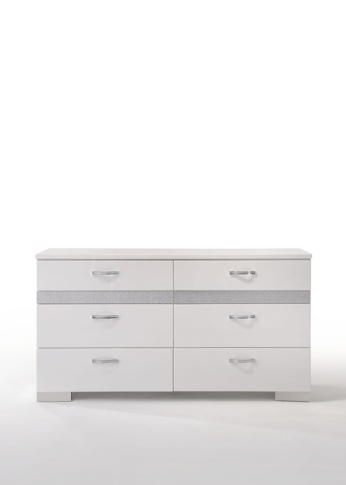 Naima II White Dresser - 6 Drawers Storage for Bedroom