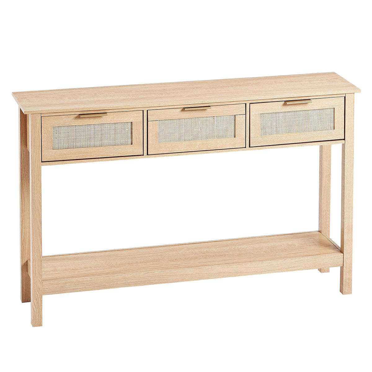 Rattan Console Table with 3 Drawers - Entryway, Living Room