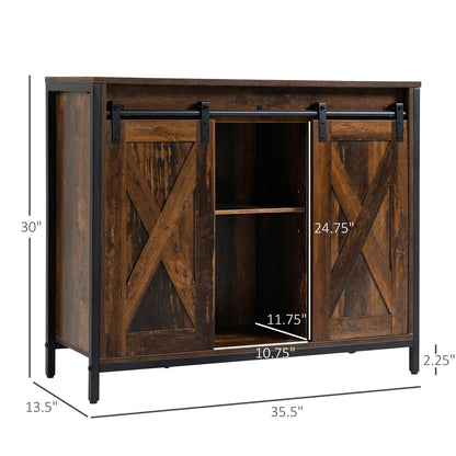 Rustic Brown Industrial Sideboard Buffet Cabinet - Storage Solutions
