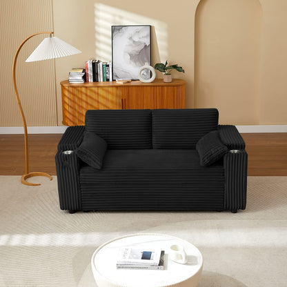 Black 2 Seat Sofa Bed - Converts to Bed for Living Room