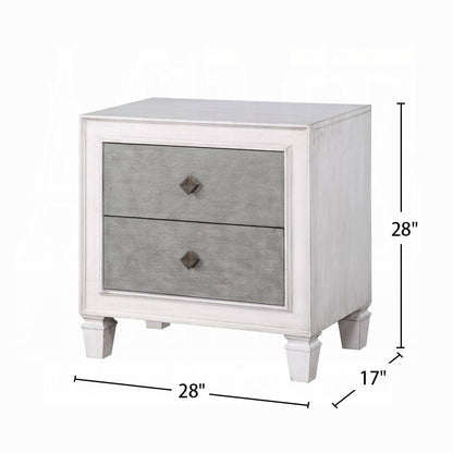 Two-Tone Finish Nightstand - 2 Drawers, Gray & White