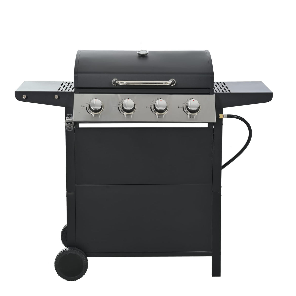 Black Iron 4 Burner Propane Grill for Garden and Patio Cooking