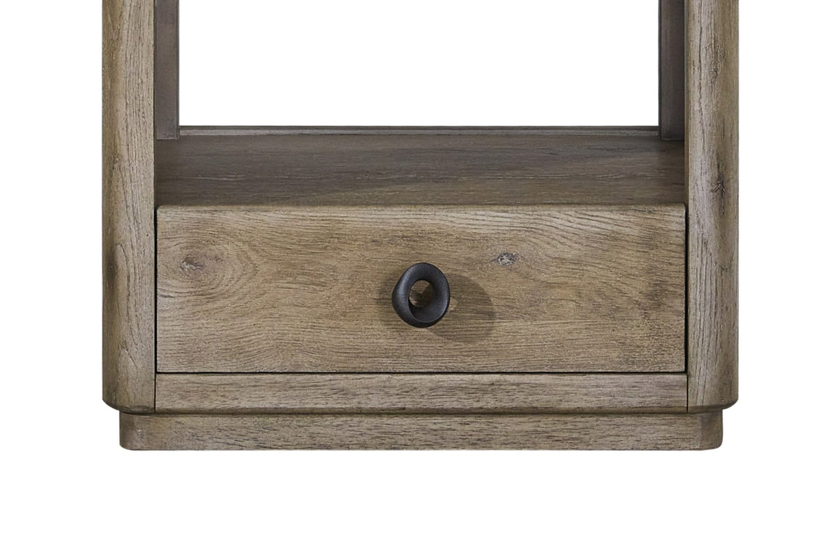 24" Oak End Table with Storage Shelves
