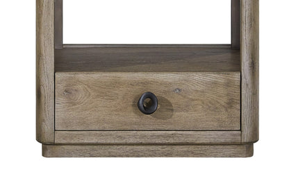 24" Oak End Table with Storage Shelves