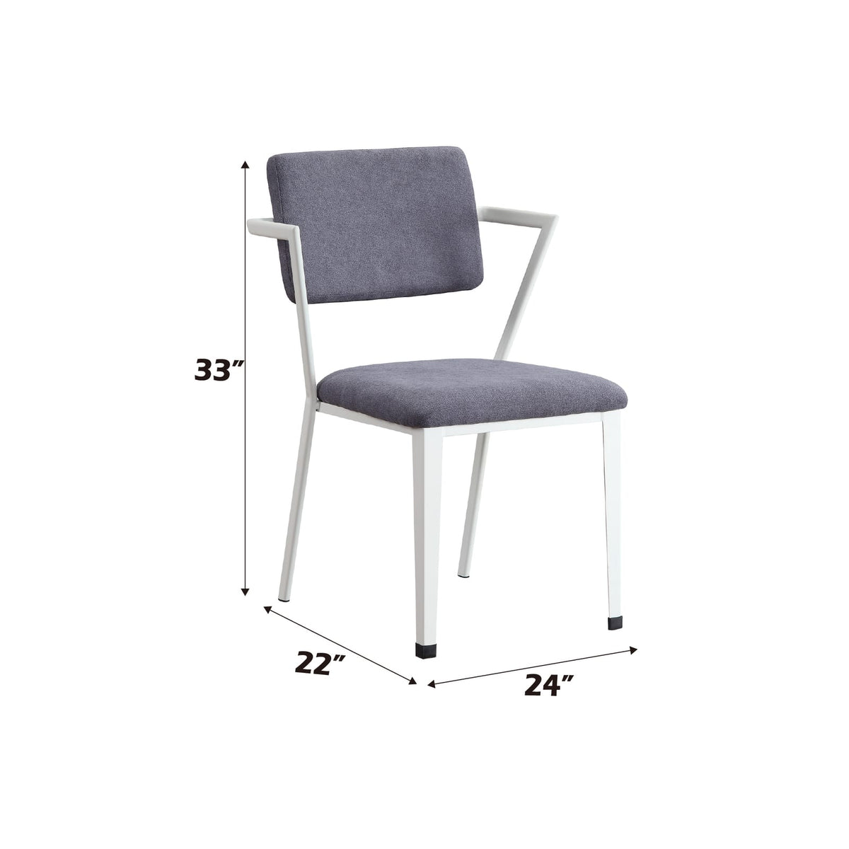 Industrial Gray White Fabric Office Chair with Metal Frame for Home Office