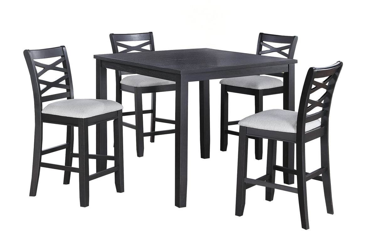 Gray Square Dining Table Set with 4 Chairs for Dining Room