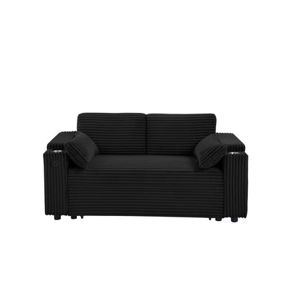 Black 2 Seat Sofa Bed - Converts to Bed for Living Room