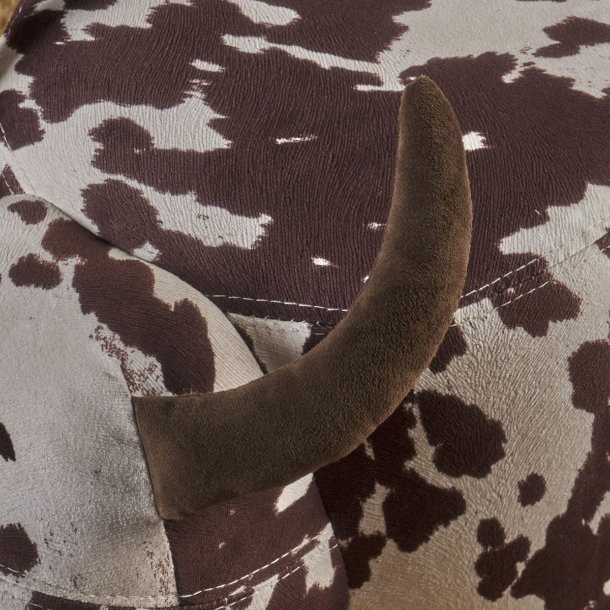 Brown & White Cow-Shaped Ottoman - Modern Accent Stool