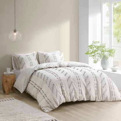 King Cotton Jacquard Duvet Cover Set - Ivory