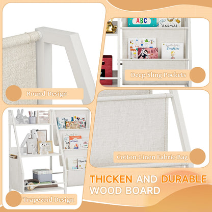 White Kids Bookshelf & Toy Storage - Nursery Organizer