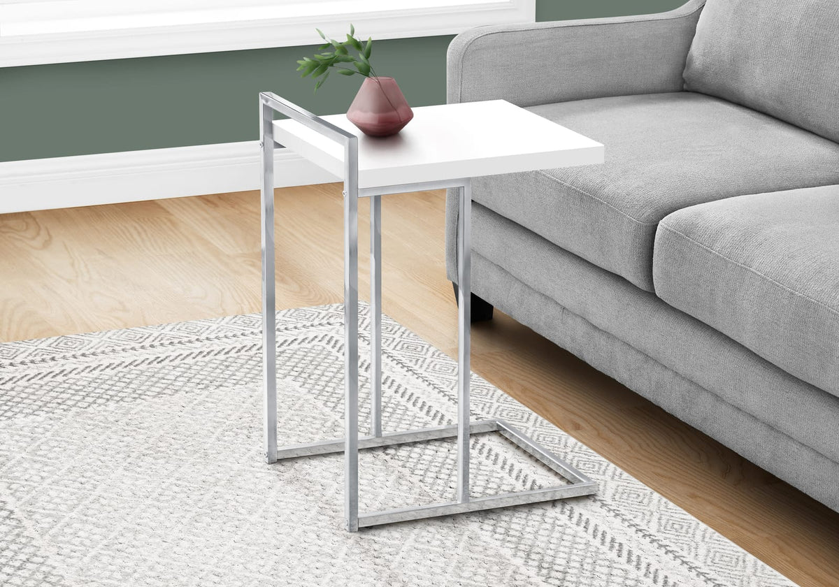 White C-Shaped Accent Table - Bedroom or Living Room