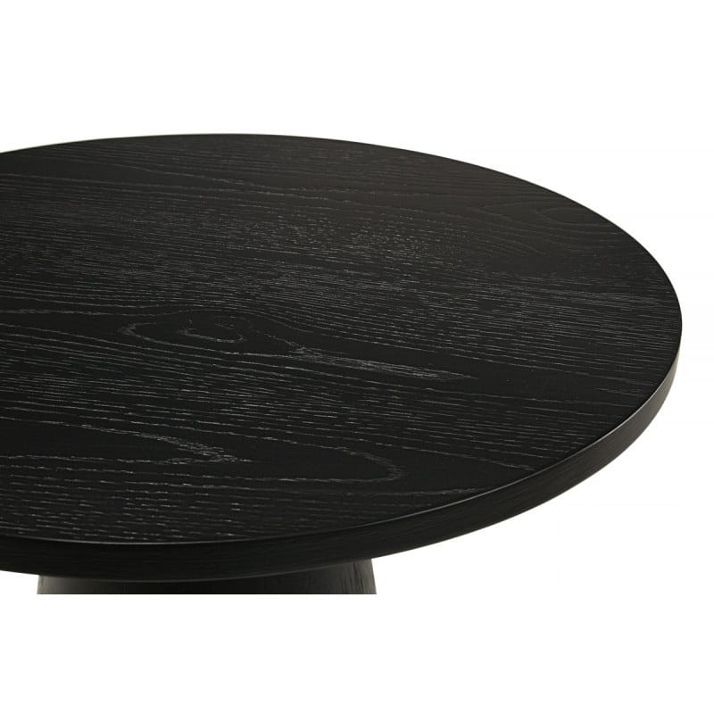 22 in. Round Wood End Table - Modern Black Pedestal Design for Living Room