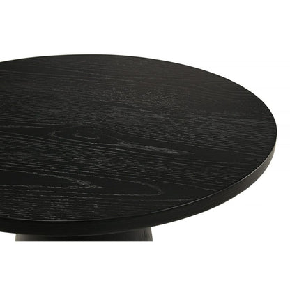 22 in. Round Wood End Table - Modern Black Pedestal Design for Living Room