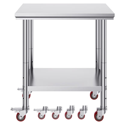 30 x 24 Stainless Steel Work Table with Wheels for Living Room