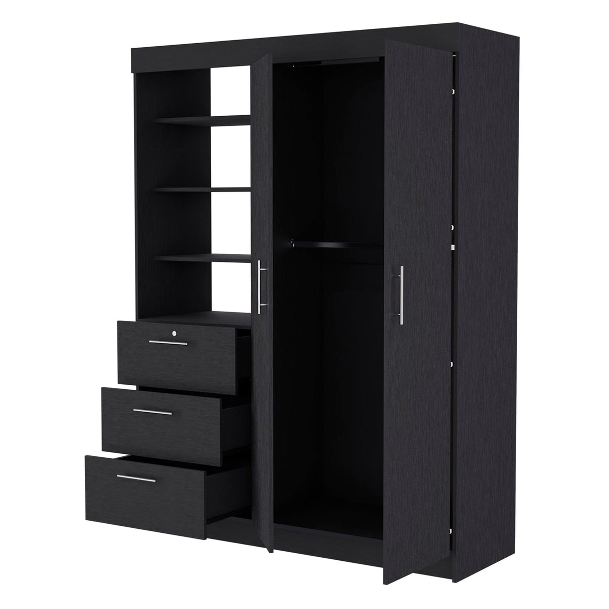 Wenge 3-Drawer Armoire - Bedroom Storage Furniture