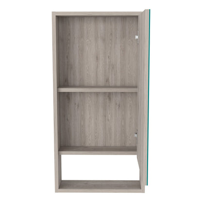 Light Gray Medicine Cabinet with Mirror - 35.4" Tall Storage Unit