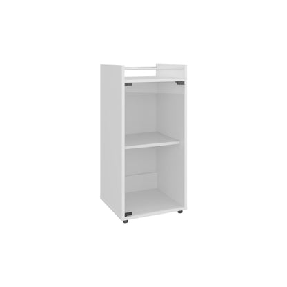 White Bar Cabinet with 1 Glass Door & 3 Shelves for Living Room