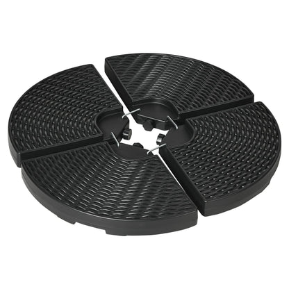 Black Patio Umbrella Base Weights - 4 Piece HDPE