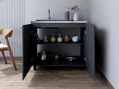 Burwood Utility Sink Cabinet - Gray, Particle Board Kitchen Storage