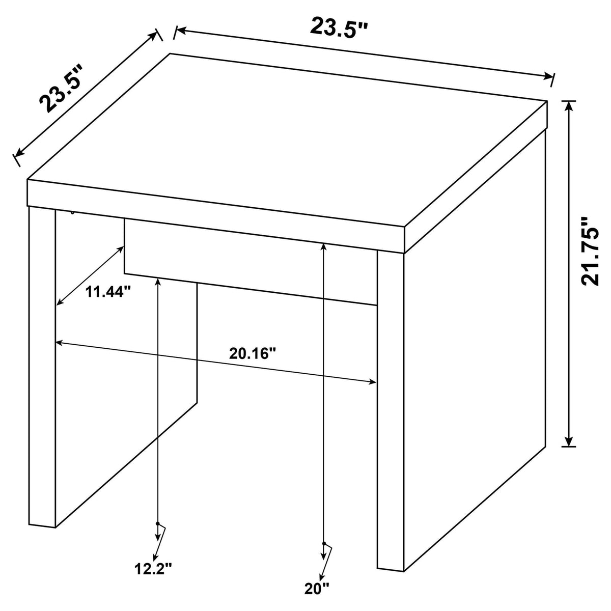 Natural Mango Wood Square End Table - 23.5" for Living Room