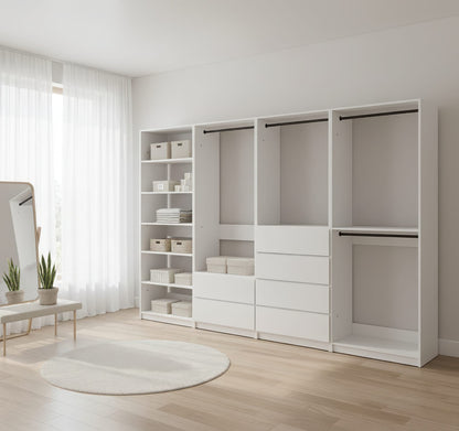 White Wood Walk-In Closet System - 5 Modular Units