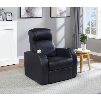 Black Genuine Leather Recliner - 32.75" Wide