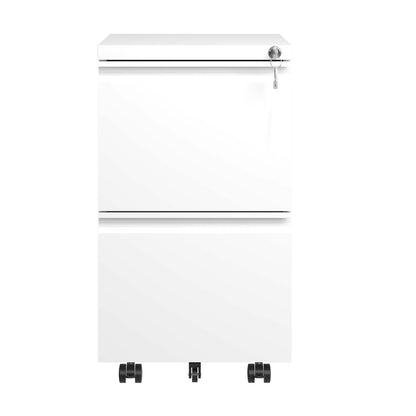 2 Drawer Mobile File Cabinet - Antique White Filing Cabinets for Home Office