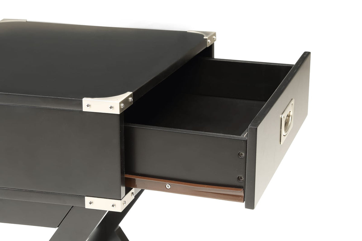 Black Synthetic Wood Storage Accent Table with Drawer for Living Room