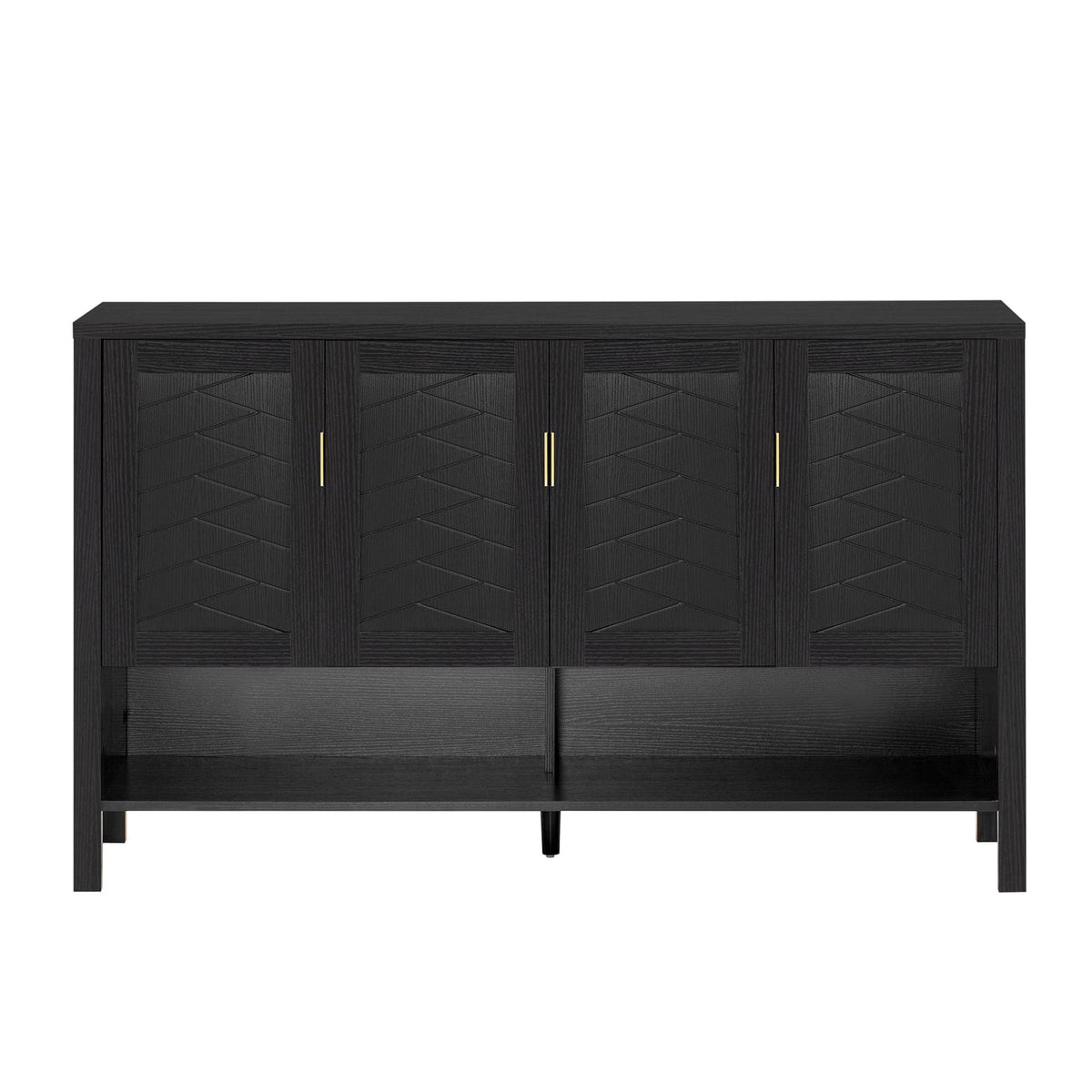 Black 55 Inch Sideboard Buffet - MDF Storage Cabinet