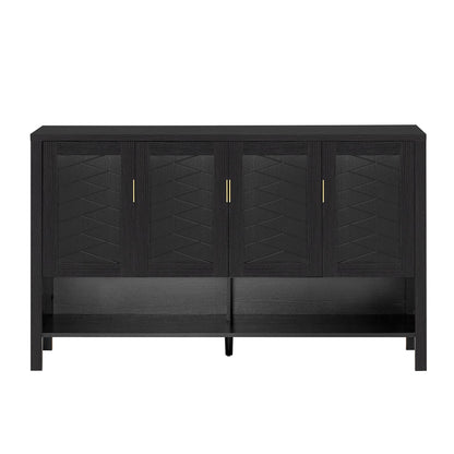 Black 55 Inch Sideboard Buffet - MDF Storage Cabinet