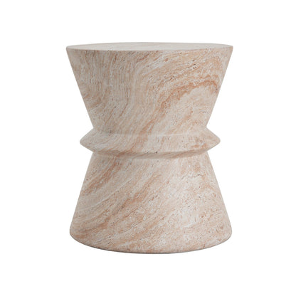 Beige Concrete Side Table - Outdoor Patio Table