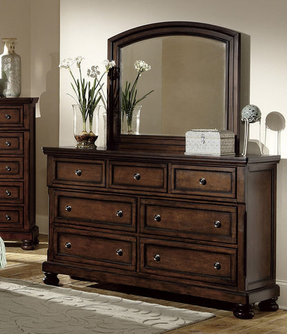 7 Drawer Brown Wood Dresser - Classic Bedroom Furniture