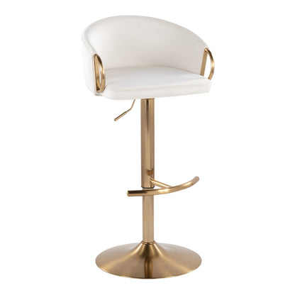 Cream Velvet Adjustable Barstools - Set of 2