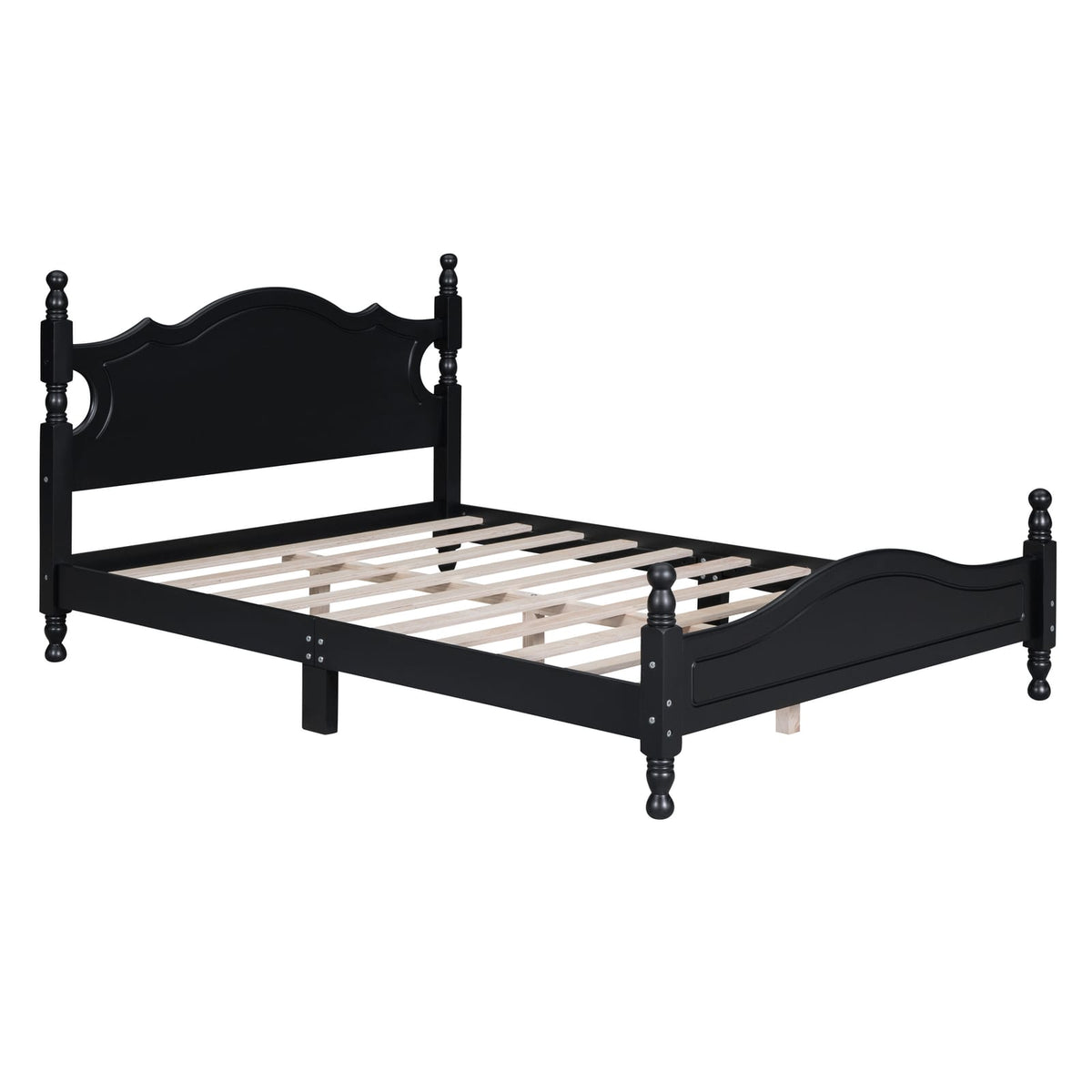 Full Size Black Wood Platform Bed Frame
