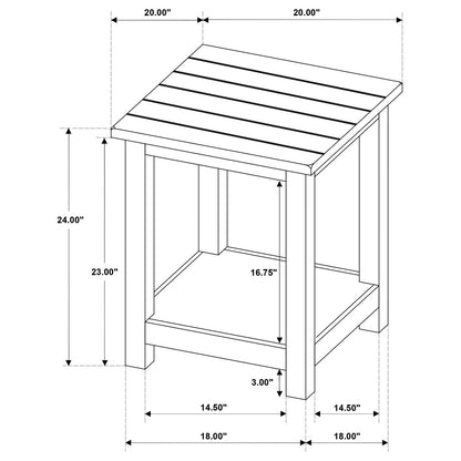 White Farmhouse End Table with Shelves - 20" x 20"