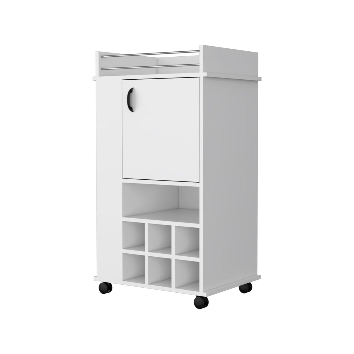 Farson Bar Cart - White, Freestanding with Wine Racks & Shelves