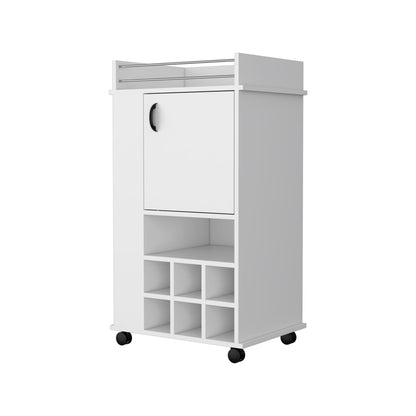 Farson Bar Cart - White, Freestanding with Wine Racks & Shelves