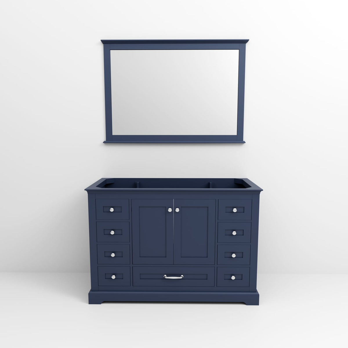 Navy Blue 48 Inch Bathroom Vanity with Mirror Wood Finish