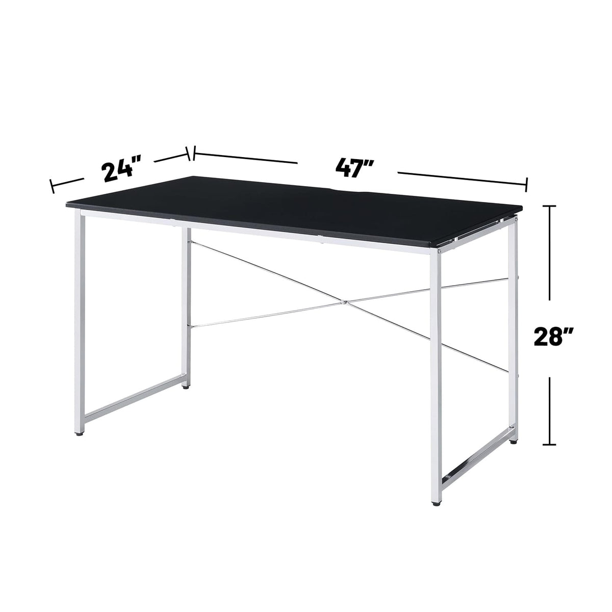 Modern Rectangular Writing Desk with Chrome Metal Frame for Home Office
