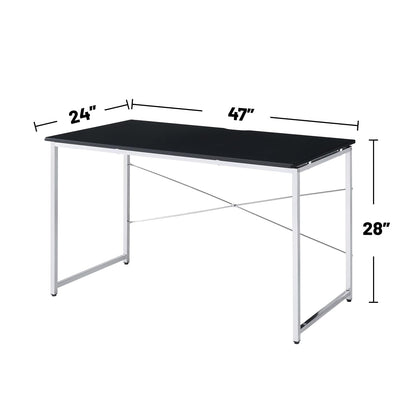 Modern Rectangular Writing Desk with Chrome Metal Frame for Home Office