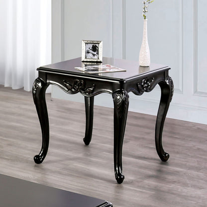 Champagne Solid Wood End Table - Traditional Style Curved Legs