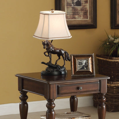 Walnut 1-Drawer Rectangular End Table
