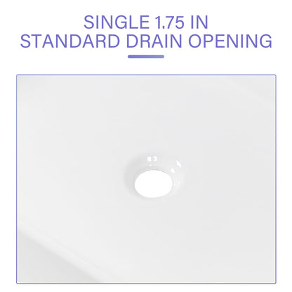 White Ceramic Rectangular Bathroom Sink - 24x16 Inch