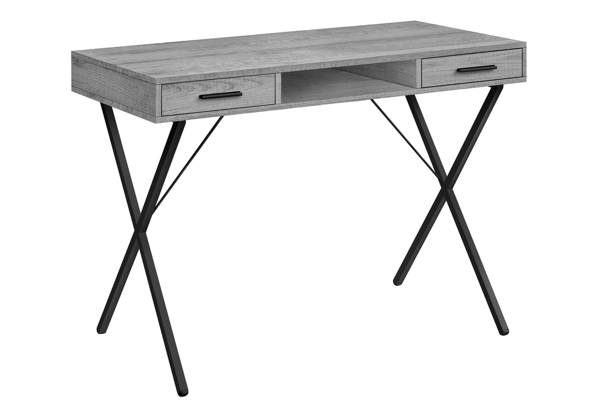 Grey Particle Board Computer Desk with Storage Drawers for Home Office
