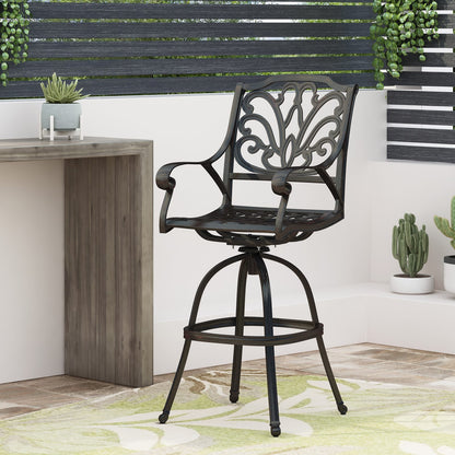 Cast Aluminium SWIVEL Barstool - Bronze Patio Seating